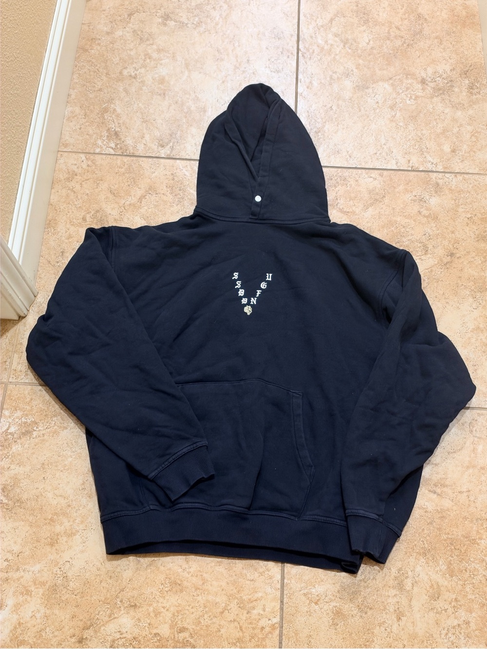 Black  Pullover Hoodie with Subtle Chest Graphic